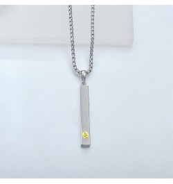 925 Sterling Silver Birthstone Bar Necklace for Womens Mens, 24" Rolo Chain Created Birthstone Jewelry 11-topaz-Nov $38.15 Ne...