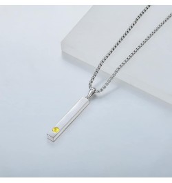 925 Sterling Silver Birthstone Bar Necklace for Womens Mens, 24" Rolo Chain Created Birthstone Jewelry 11-topaz-Nov $38.15 Ne...