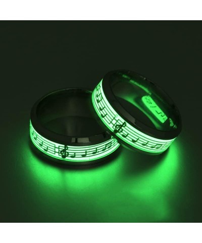 Stainless Steel Music Clef Note Rings Luminous Statement Hypoallergenic Fashion Middle Finger Simple Band for Women Men Trebl...