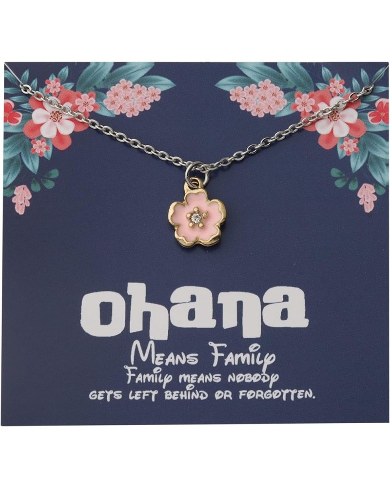 Ohana Necklace Hibiscus Flower Charm Necklace Gift Hawaiian Jewelry Gift Gift for Family Best Friends Gift Woman Gift pink $9...