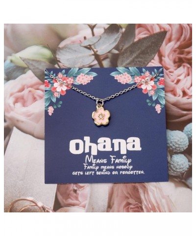 Ohana Necklace Hibiscus Flower Charm Necklace Gift Hawaiian Jewelry Gift Gift for Family Best Friends Gift Woman Gift pink $9...