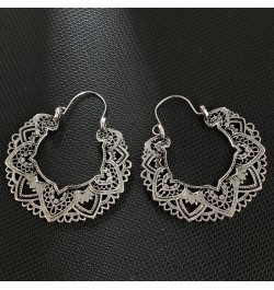 Boho Earrings for Women Bohemian Hoop Earrings Retro Hollow Dangle Earrings Fashion Statement Earrings A-Silver $5.39 Earrings