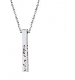 Personalized Bar Necklace Vertical - Customized Necklace Stainless 3D Pendant Custom Name Engravable Necklace Gift for Women ...