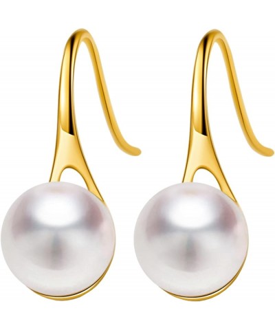 10K/14k/18K Solid Gold Pearl Earrings for Women Freshwater Pearl Dangle Fine Jewelry Earring Fashion Yellow Gold $101.20 Earr...