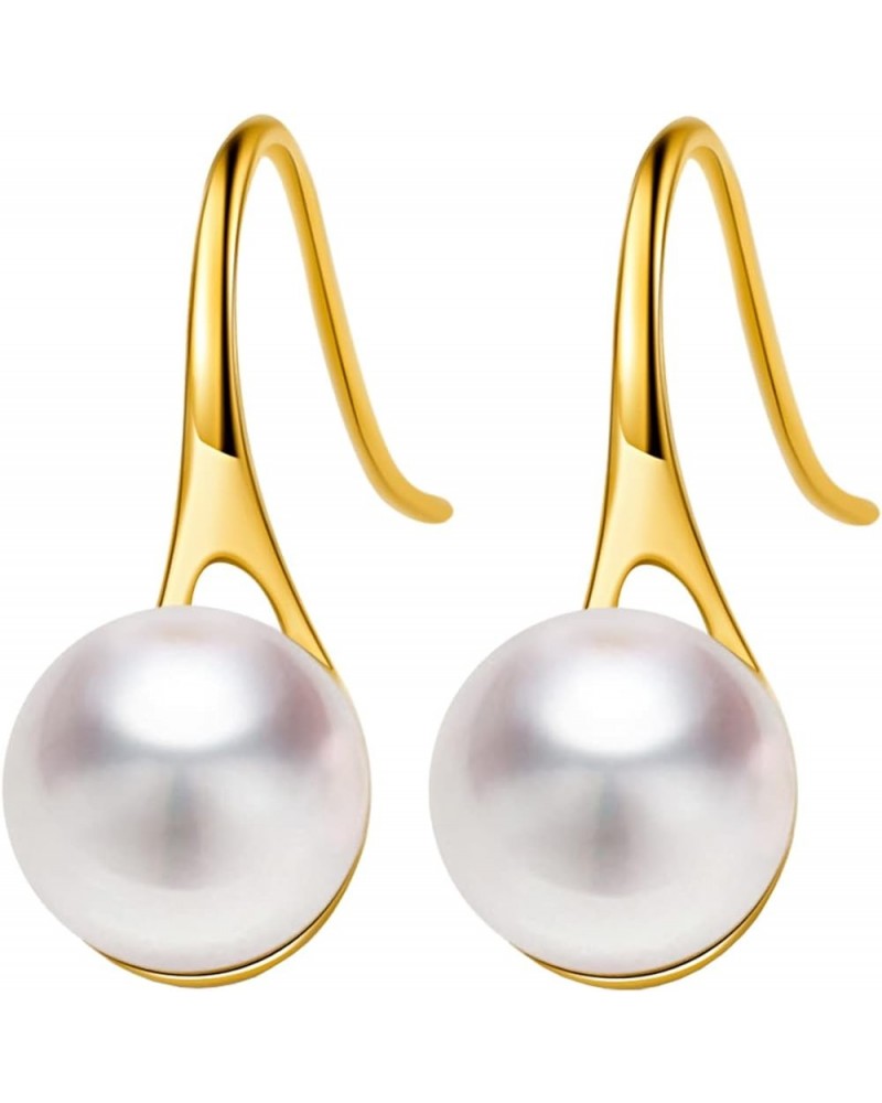 10K/14k/18K Solid Gold Pearl Earrings for Women Freshwater Pearl Dangle Fine Jewelry Earring Fashion Yellow Gold $101.20 Earr...