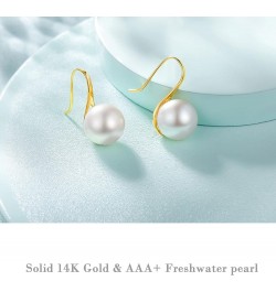 10K/14k/18K Solid Gold Pearl Earrings for Women Freshwater Pearl Dangle Fine Jewelry Earring Fashion Yellow Gold $101.20 Earr...