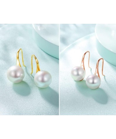 10K/14k/18K Solid Gold Pearl Earrings for Women Freshwater Pearl Dangle Fine Jewelry Earring Fashion Yellow Gold $101.20 Earr...