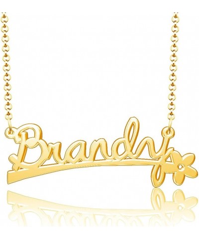 24k Gold Plated Flower Personalized Nameplate Custom Name Necklace Brandy $12.65 Necklaces