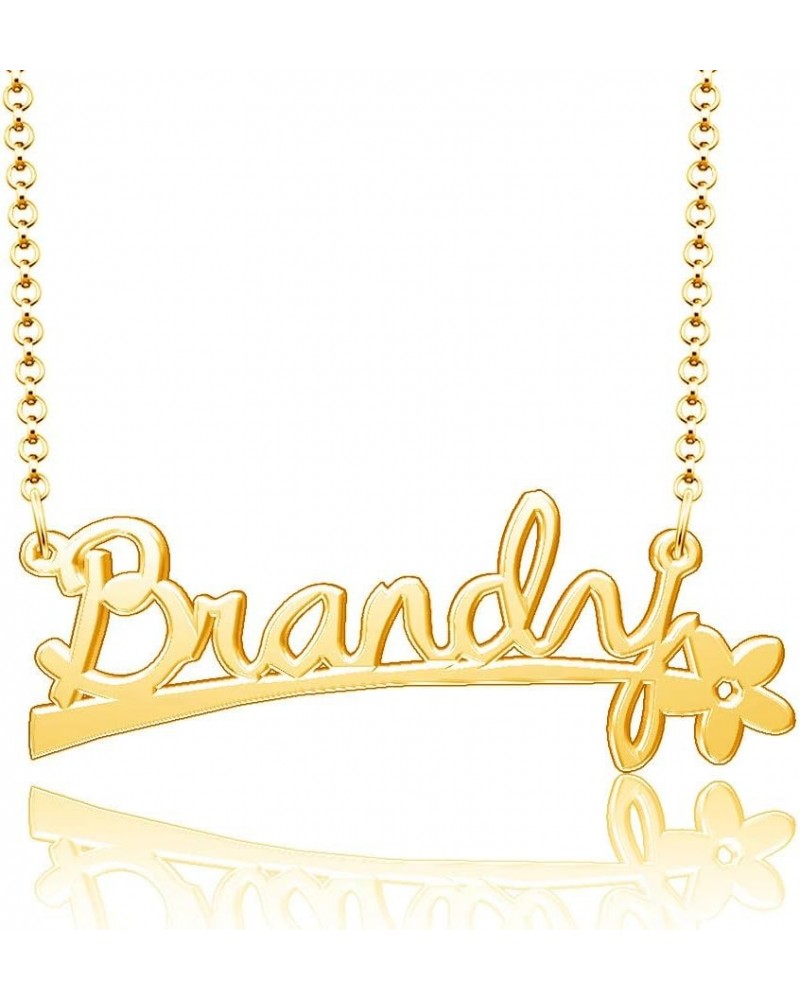 24k Gold Plated Flower Personalized Nameplate Custom Name Necklace Brandy $12.65 Necklaces