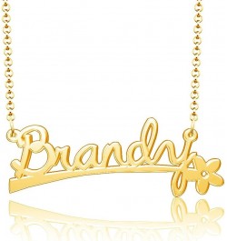 24k Gold Plated Flower Personalized Nameplate Custom Name Necklace Brandy $12.65 Necklaces