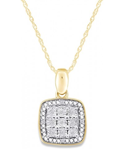 White Natural Diamond Square Shape Pendant Necklace in 14k Gold Over Sterling Silver yellow-gold-plated-silver $28.38 Necklaces