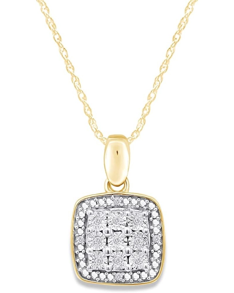 White Natural Diamond Square Shape Pendant Necklace in 14k Gold Over Sterling Silver yellow-gold-plated-silver $28.38 Necklaces