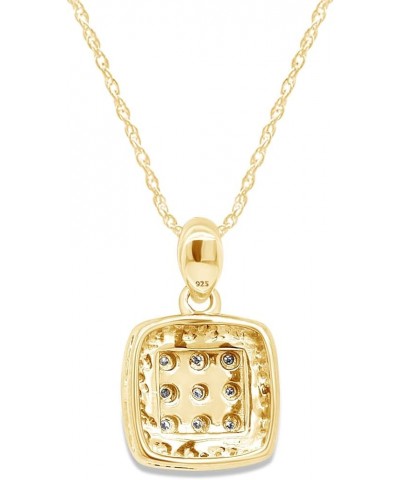 White Natural Diamond Square Shape Pendant Necklace in 14k Gold Over Sterling Silver yellow-gold-plated-silver $28.38 Necklaces