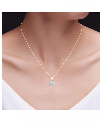 White Natural Diamond Square Shape Pendant Necklace in 14k Gold Over Sterling Silver yellow-gold-plated-silver $28.38 Necklaces