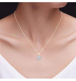 White Natural Diamond Square Shape Pendant Necklace in 14k Gold Over Sterling Silver yellow-gold-plated-silver $28.38 Necklaces