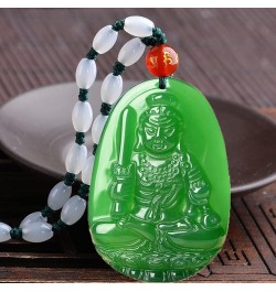 Buddha Pendant Necklace Bodhisattva Amulet Talisman Made of Agate Gemstone red green (green agate Akasagarbha (Space)) green ...