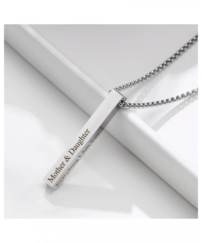 Personalized Bar Necklace Vertical - Customized Necklace Stainless 3D Pendant Custom Name Engravable Necklace Gift for Women ...