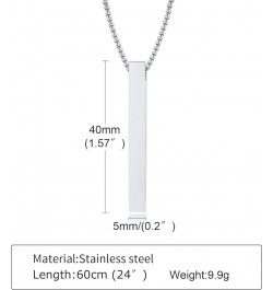 Personalized Bar Necklace Vertical - Customized Necklace Stainless 3D Pendant Custom Name Engravable Necklace Gift for Women ...