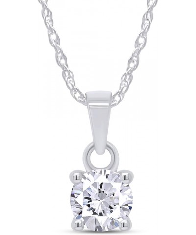 1/4 to 1 Carat Round EGL Certified Lab Grown Diamond Solitaire Pendant Necklace For Women in 14K Solid White Gold Prong Set D...