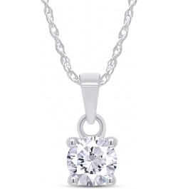 1/4 to 1 Carat Round EGL Certified Lab Grown Diamond Solitaire Pendant Necklace For Women in 14K Solid White Gold Prong Set D...