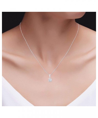 1/4 to 1 Carat Round EGL Certified Lab Grown Diamond Solitaire Pendant Necklace For Women in 14K Solid White Gold Prong Set D...