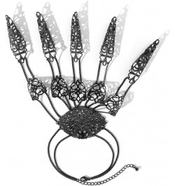 Women's Halloween Punk Nail Bracelet Gothic Dance Party Tapered Fringe Hand Chain Black $10.43 Bracelets