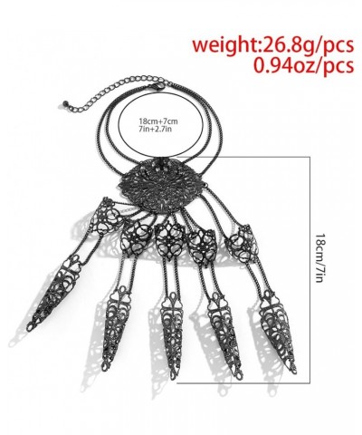 Women's Halloween Punk Nail Bracelet Gothic Dance Party Tapered Fringe Hand Chain Black $10.43 Bracelets