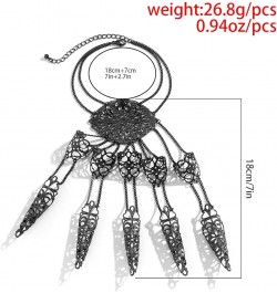 Women's Halloween Punk Nail Bracelet Gothic Dance Party Tapered Fringe Hand Chain Black $10.43 Bracelets