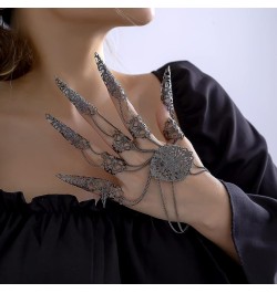 Women's Halloween Punk Nail Bracelet Gothic Dance Party Tapered Fringe Hand Chain Black $10.43 Bracelets