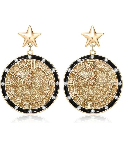 New Year Earrings for Women 10 Minutes to New Year Clock Earrings Gold Star 2023 NYE Eve Clock Earrings Festive Holiday Gifts...