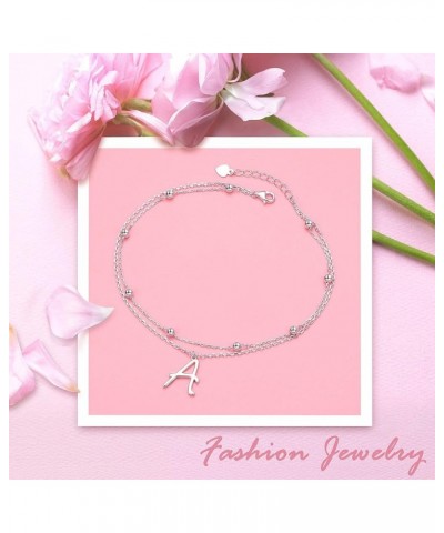 Initials Anklet for Women S925 Sterling Silver Adjustable Foot Ankle Bracelet with Letter A Letter $6.59 Anklets