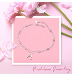 Initials Anklet for Women S925 Sterling Silver Adjustable Foot Ankle Bracelet with Letter A Letter $6.59 Anklets