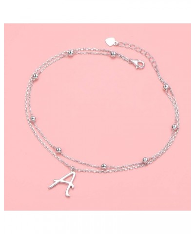 Initials Anklet for Women S925 Sterling Silver Adjustable Foot Ankle Bracelet with Letter A Letter $6.59 Anklets