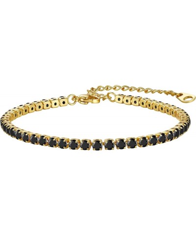 Tennis Bracelets for Women 18K Gold Plated AAA+ Cubic Zirconia CZ Dainty Classic Adjustable Bracelet | Size 7-9 Inch Black Zi...