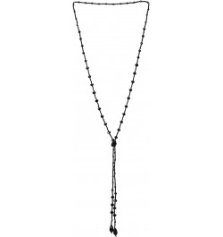 Black Crystal Necklace, Long Chain Y-Shape Fringe Tassel Statement Necklace with Beads, Stylish $9.24 Necklaces