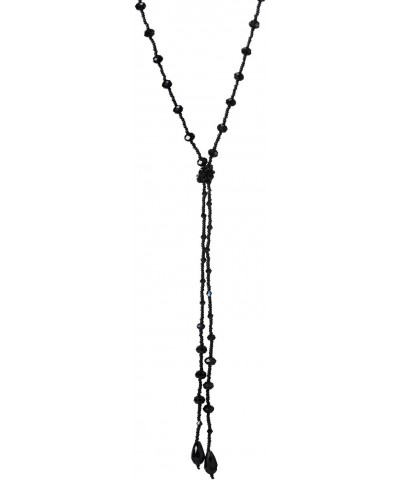 Black Crystal Necklace, Long Chain Y-Shape Fringe Tassel Statement Necklace with Beads, Stylish $9.24 Necklaces