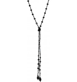 Black Crystal Necklace, Long Chain Y-Shape Fringe Tassel Statement Necklace with Beads, Stylish $9.24 Necklaces