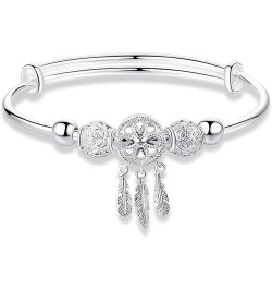 Trendy Dreamcatcher Feathers Charm Adjustable Bangle Bracelets for Women Silver $9.68 Bracelets