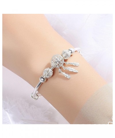 Trendy Dreamcatcher Feathers Charm Adjustable Bangle Bracelets for Women Silver $9.68 Bracelets