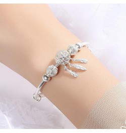 Trendy Dreamcatcher Feathers Charm Adjustable Bangle Bracelets for Women Silver $9.68 Bracelets