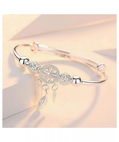 Trendy Dreamcatcher Feathers Charm Adjustable Bangle Bracelets for Women Silver $9.68 Bracelets