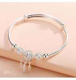 Trendy Dreamcatcher Feathers Charm Adjustable Bangle Bracelets for Women Silver $9.68 Bracelets