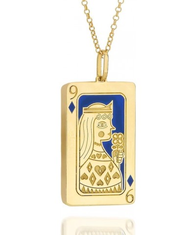 Unique Exquisite Tarot Square Pendant Necklace Poker Sweater Chain Sun Moon Sun Clown Queen 18K Gold Plated Titanium Steel Ne...