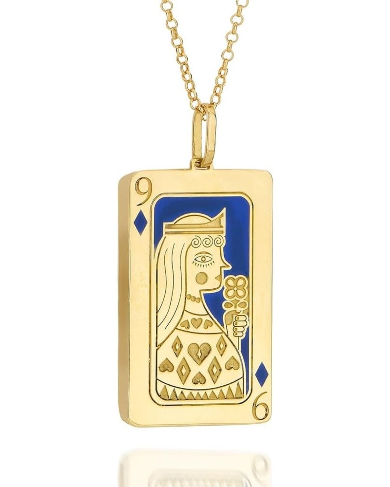 Unique Exquisite Tarot Square Pendant Necklace Poker Sweater Chain Sun Moon Sun Clown Queen 18K Gold Plated Titanium Steel Ne...