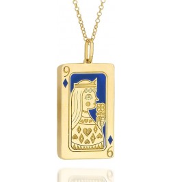 Unique Exquisite Tarot Square Pendant Necklace Poker Sweater Chain Sun Moon Sun Clown Queen 18K Gold Plated Titanium Steel Ne...