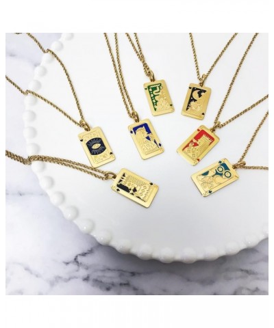 Unique Exquisite Tarot Square Pendant Necklace Poker Sweater Chain Sun Moon Sun Clown Queen 18K Gold Plated Titanium Steel Ne...