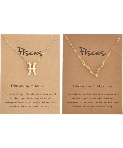 2Pcs Gold Zodiac Necklace Set 12 Constellation Moon Pendant Necklace Zodiac Jewelry Gifts Pisces $7.64 Necklaces