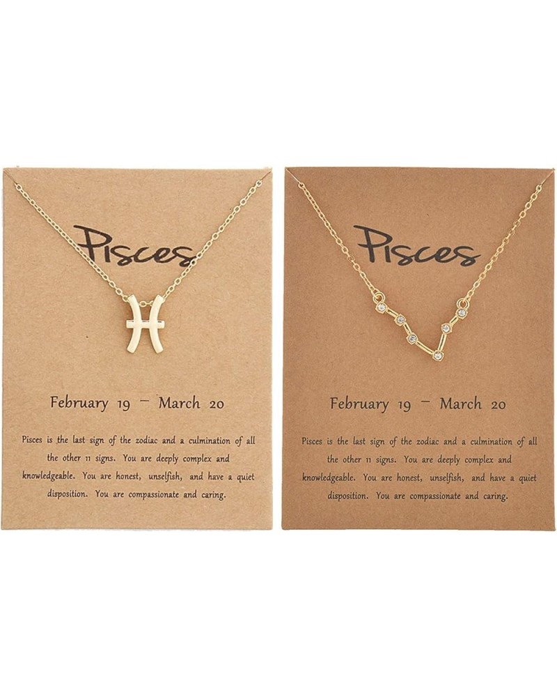 2Pcs Gold Zodiac Necklace Set 12 Constellation Moon Pendant Necklace Zodiac Jewelry Gifts Pisces $7.64 Necklaces