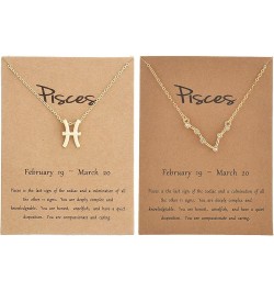 2Pcs Gold Zodiac Necklace Set 12 Constellation Moon Pendant Necklace Zodiac Jewelry Gifts Pisces $7.64 Necklaces