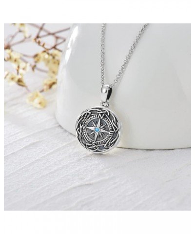 925 Sterling Silver Compass Locket Necklace That Holds Pictures, Birthday Graduation Gifts for Women Men Girls Compass Celtic...